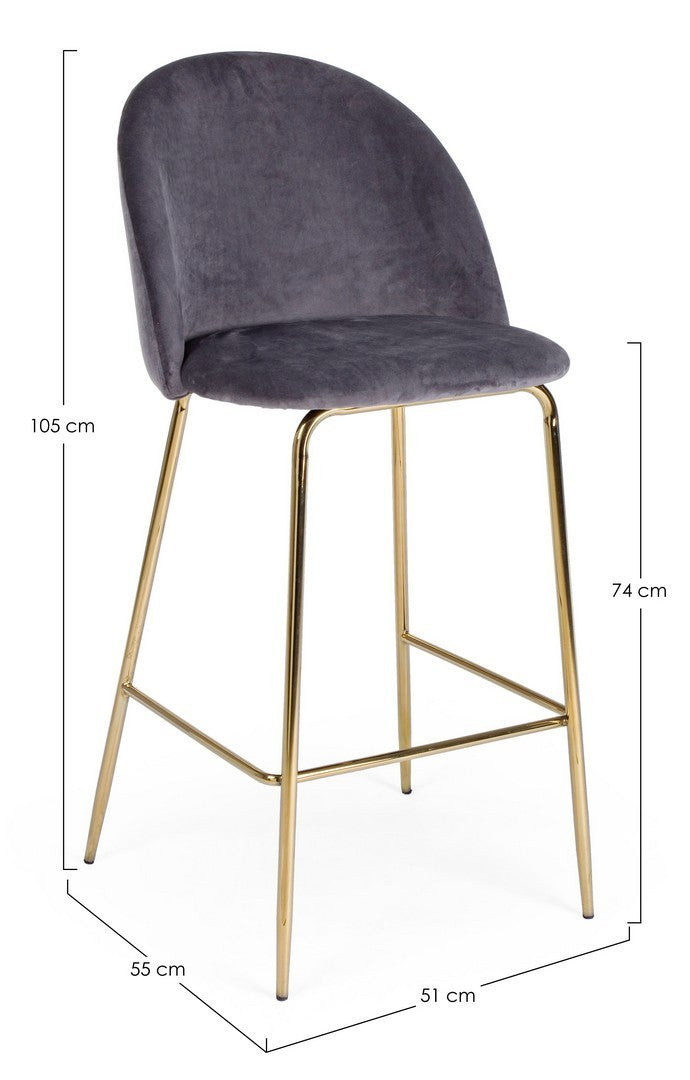 SGABELLO BAR CARRY VELLUTO GRIGIO SCURO