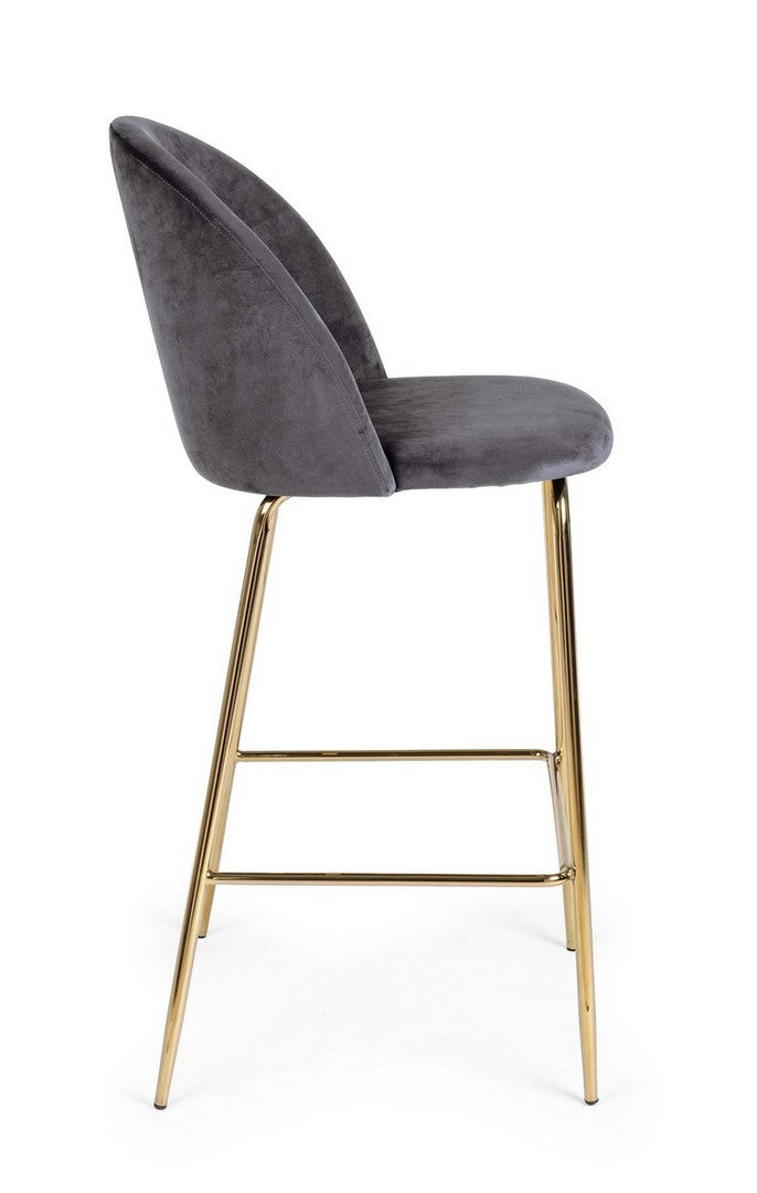 SGABELLO BAR CARRY VELLUTO GRIGIO SCURO