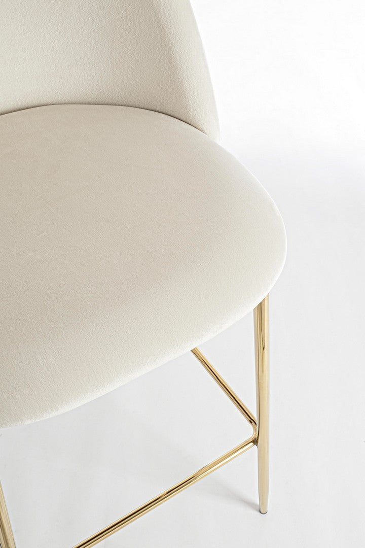 SGABELLO BAR CARRY VELLUTO BIANCO
