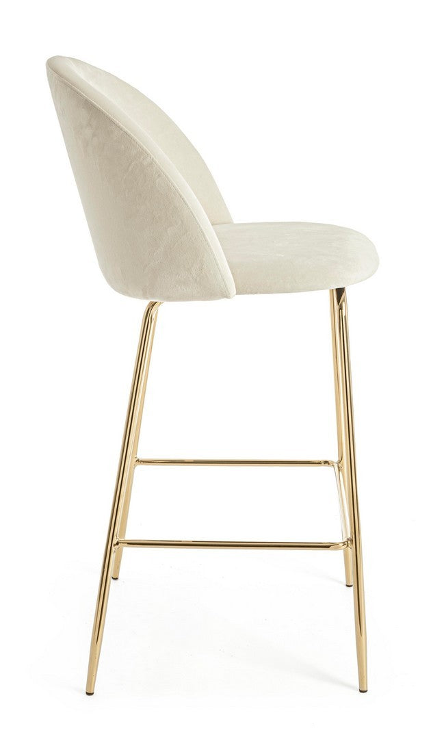 SGABELLO BAR CARRY VELLUTO BIANCO