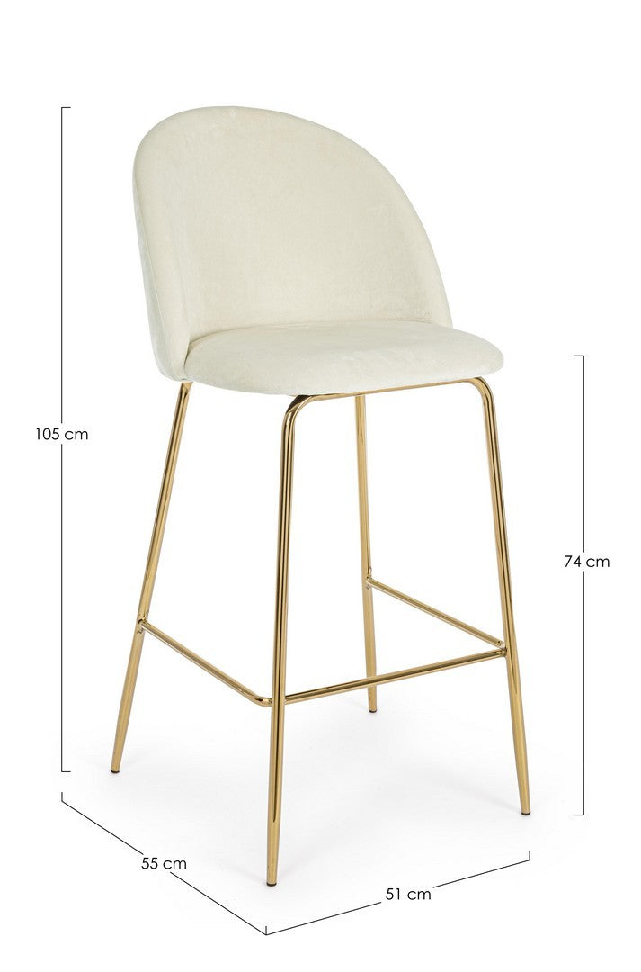 SGABELLO BAR CARRY VELLUTO BIANCO