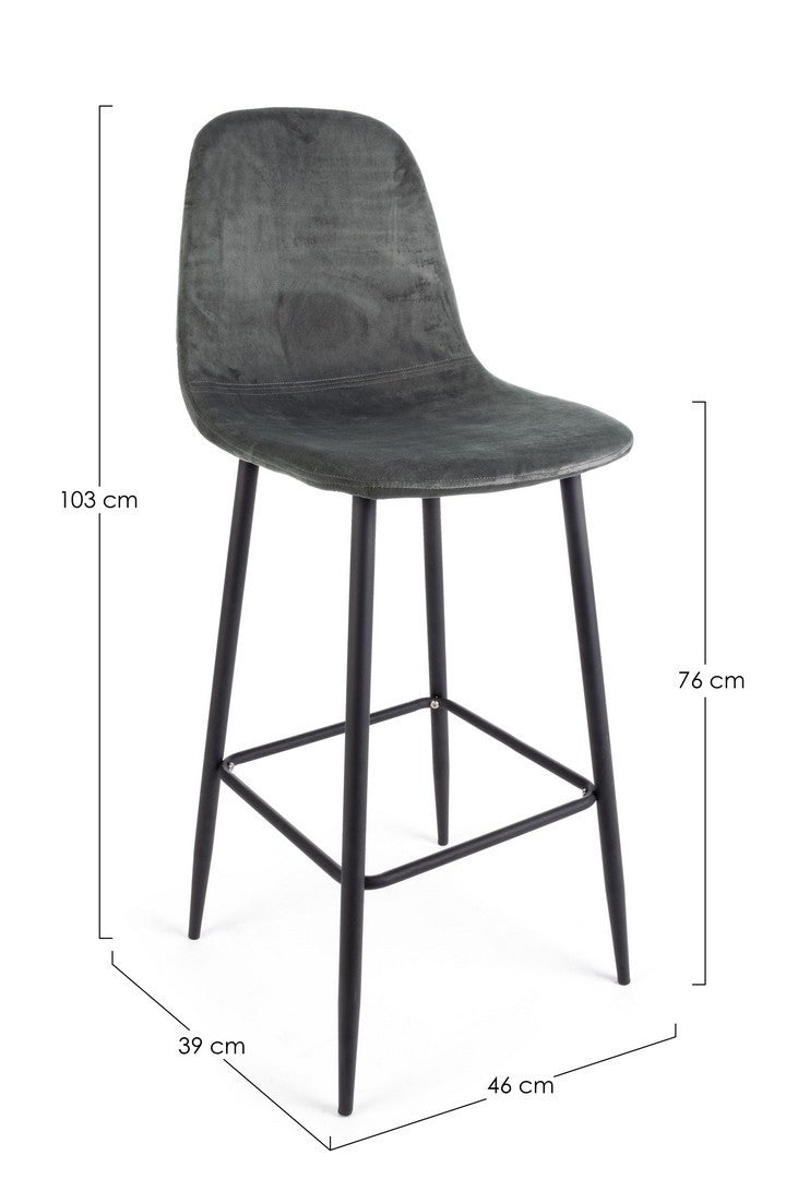 SGABELLO BAR IRELIA VELLUTO GRIGIO SCURO