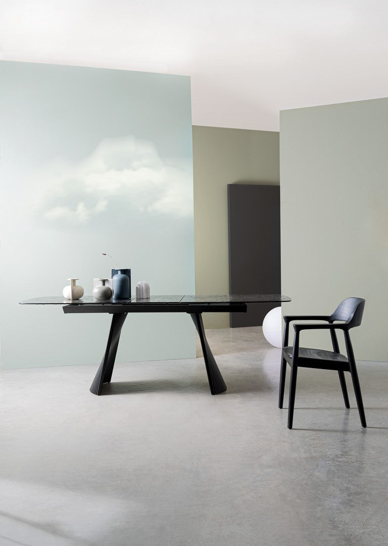 TAVOLO ALLUNGABILE OLIVER VETRO 180-220X90