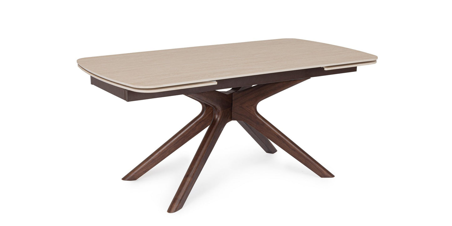 TAVOLO ALLUNGABILE MARINA 170/250X90 NOCE/TRAVERTINO