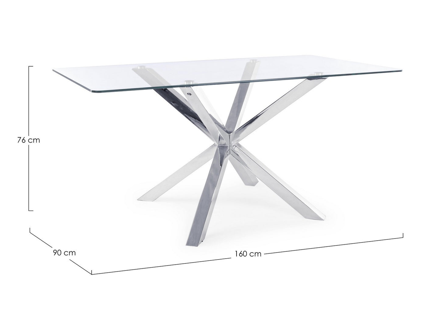 TAVOLO MAY RETT ACCIAIO 160X90