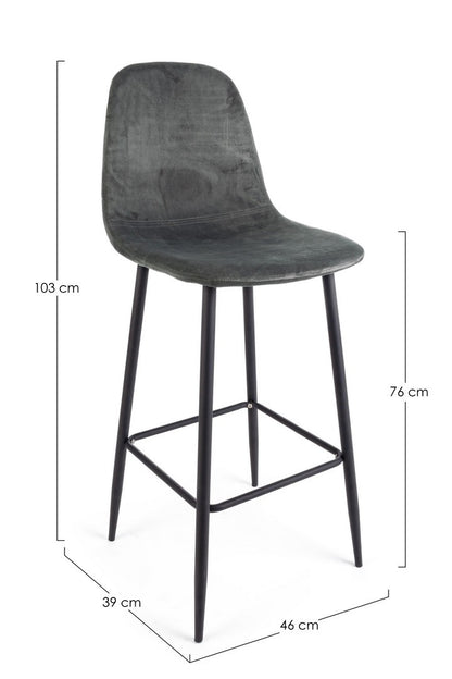 SGABELLO BAR IRELIA VELLUTO GRIGIO SCURO